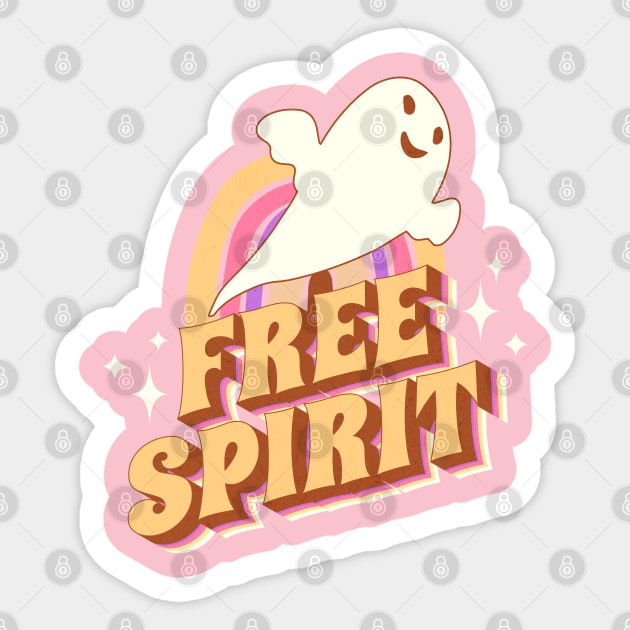 Free Spirit - 60s retro ghost Sticker by BooBunny Shirts